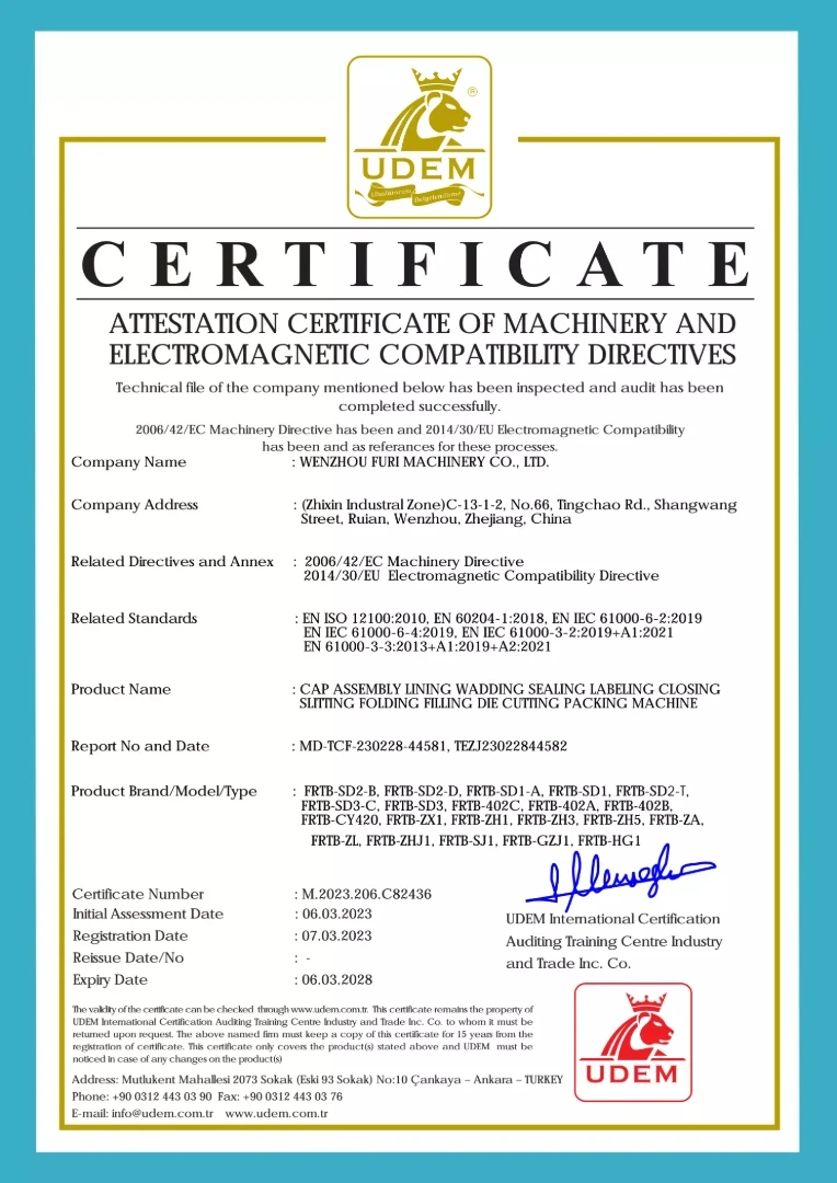 FURI CE Certificate issued by UDEM